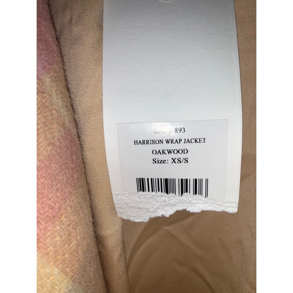 LoveShackFancy Harrison Wrap Jacket Oakwood Pink Plaid Fringe Wool Coat XS/S - Picture 6 of 10